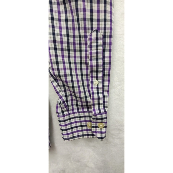Banana‎ Republic Shirt Men's Size XL Long Sleeve Slim Fit Button Up Purple Plaid - Picture 7 of 10